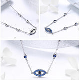 925 Sterling Silver Blue Zircon Guardian Eye Pendant Necklaces Lucky Eye Neck Chain for Women Fine Jewelry