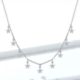 925 Sterling Silver Stackable Stars Choker Necklace Short Chain Necklace for Women Wedding Engagement Fine Jewelry