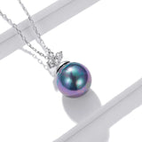 925 Sterling Silver Elegant Black Pearl Charm Necklace Shell Pearl Zircon Chain Necklace for Women Fine Jewelry