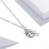 925 Sterling Silver Color Palette Necklace Chain Zircon Crystal Art Brush for Women Fine Statement Jewelry