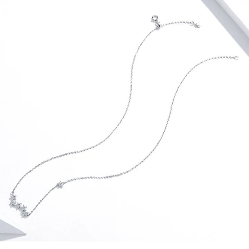 925 Sterling Silver Clear CZ Twinkling Stars Pendant Necklace for Women Wedding Family Gifts Fine Jewelry