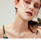 925 Sterling Silver Butterfly and Flower Necklace Enamel Floral Short Choker Necklace Silver Korean Style Jewelry