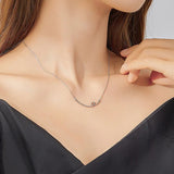 Genuine 925 Sterling Silver Smile Heart Necklace for Women Short Necklaces France Style