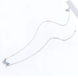 925 Sterling Silver Blue Zircon Flying Butterfly Necklace Women Birthday Gift Korean Style Fashion Jewelry Gift