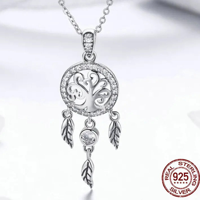 925 Sterling Silver Tree of Life Fashion Dream Catcher Pendant Necklaces for Women Sterling Silver Jewelry