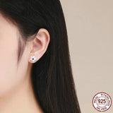 925 Sterling Silver Pure Shell Flower Stud Earring for Women Pave Setting CZ Fashion Korea Style Fine Jewelry