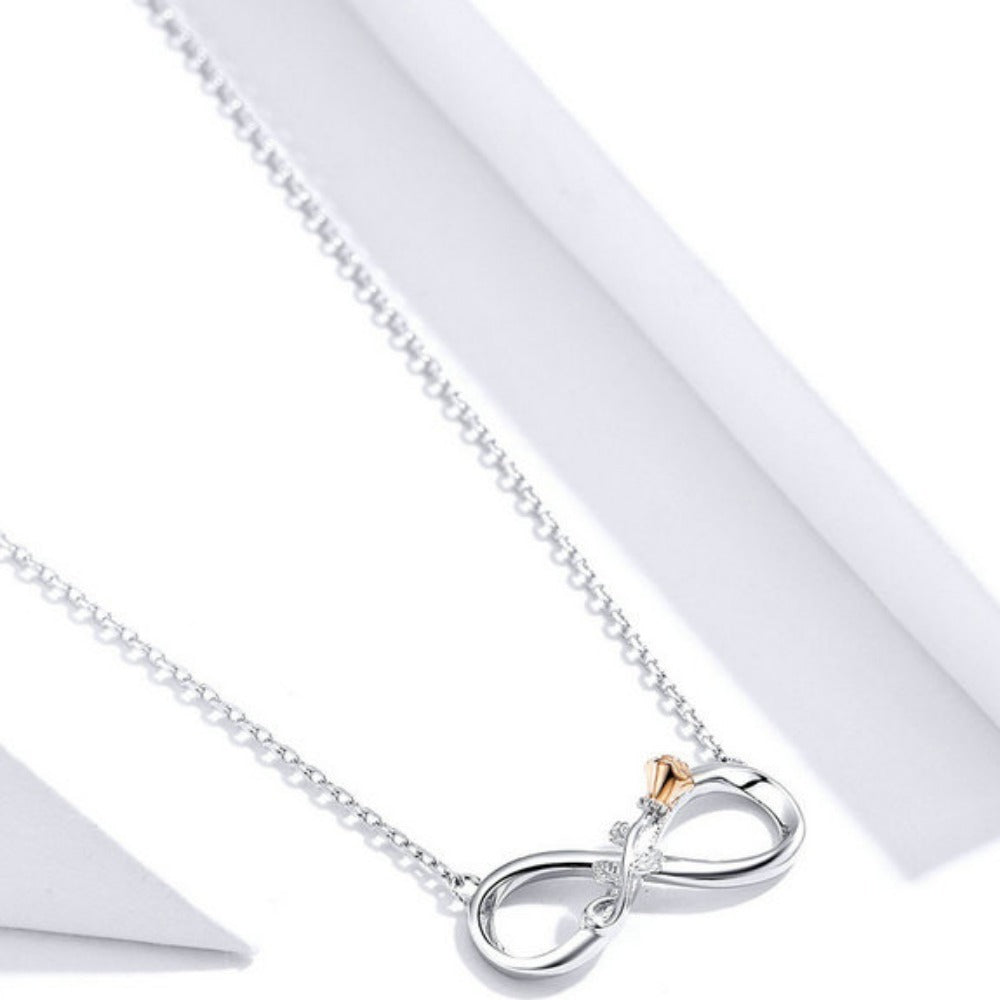Authentic 925 Sterling Silver Rose Flower Infinity Love Short Necklace for Women Choker Chain Luxury Bijoux