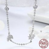 925 Sterling Silver Sparkling Moon and Star Exquisite Pendant Necklaces for Women 925 Silver Jewelry Gift