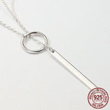 925 Sterling Silver Round Circle Line Geometric Pendant Necklaces for Women Sterling Silver Jewelry