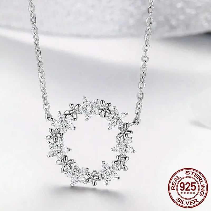 925 Sterling Silver Shining Stackable Star Round Shape Pendants Necklaces Women Wedding Jewelry Collar