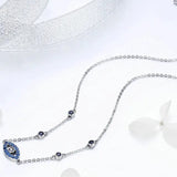 925 Sterling Silver Blue Zircon Guardian Eye Pendant Necklaces Lucky Eye Neck Chain for Women Fine Jewelry