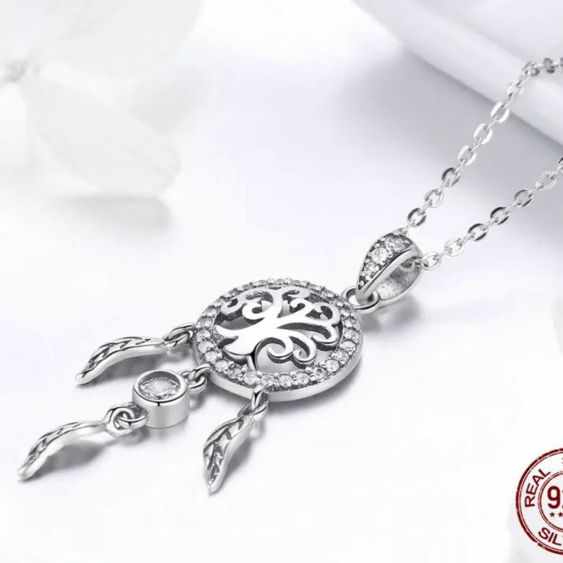 925 Sterling Silver Tree of Life Fashion Dream Catcher Pendant Necklaces for Women Sterling Silver Jewelry