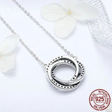 925 Sterling Silver Minimalism Geometric Stacked Circle Pendant Necklaces for Women Clear CZ Fine Jewelry