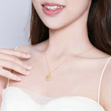 Sun Coin Pendant Necklace for Women Gold Color Genuine 925 Sterling Silver Chain Necklaces Collier Fashion Jewelry