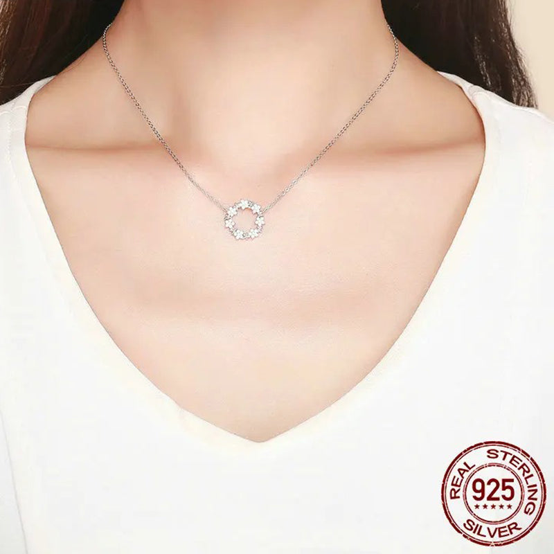 925 Sterling Silver Shining Stackable Star Round Shape Pendants Necklaces Women Wedding Jewelry Collar