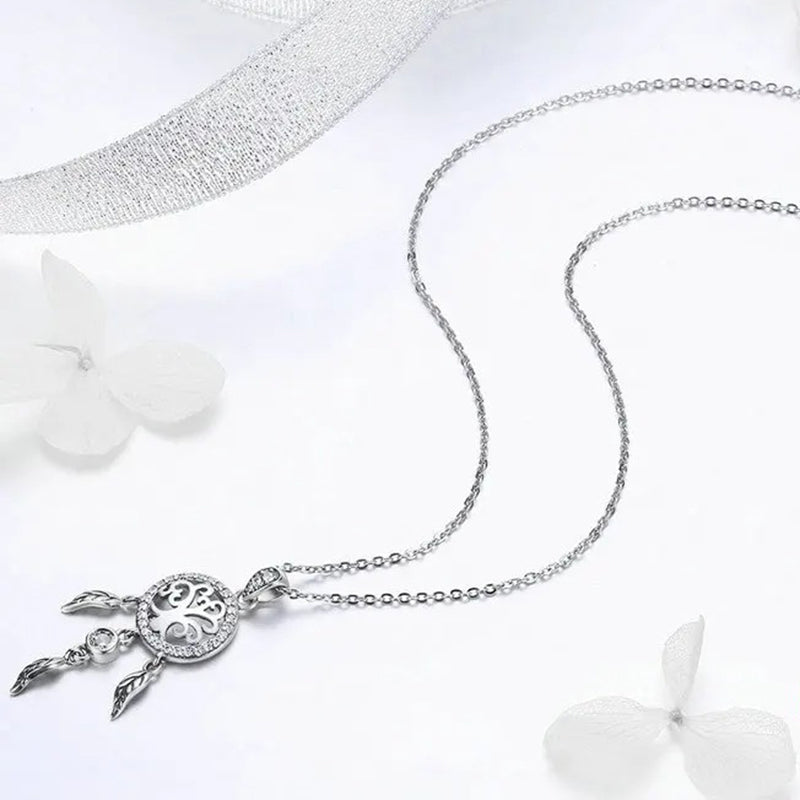 925 Sterling Silver Tree of Life Fashion Dream Catcher Pendant Necklaces for Women Sterling Silver Jewelry