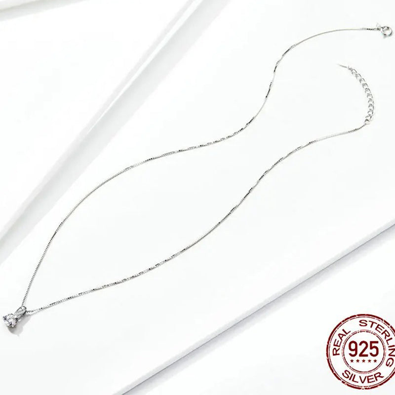 925 Sterling Silver Clear CZ Radiant Dazzling Minimalist Pendant Necklace for Women Box Chain Necklace