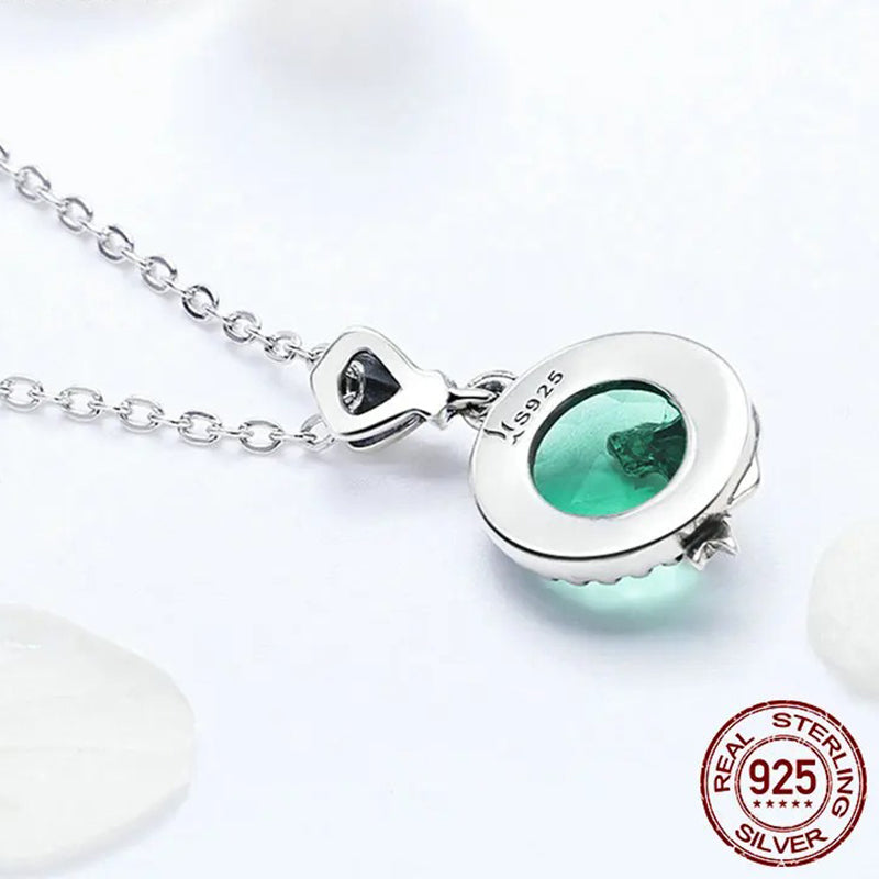 Genuine 925 Sterling Silver Romantic Fairy Story Light Green CZ Pendant Necklaces Women Sterling Silver Jewelry