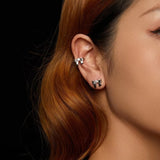 Mono White Gold Plated Bowknot Moissanite Ear Cuff 925 Sterling Silver Ear Clip Bow Moissanite Earrings for Women
