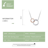 Double Circle Chain Necklace for Women Rose Gold Color 925 Sterling Silver Miss & Love Wedding Fine Jewelry