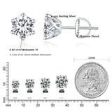 Classic Moissanite Stud Earrings, S925 Silver D Color Brilliant Round Cut Lab Created Diamond Wedding Engagement Earrings