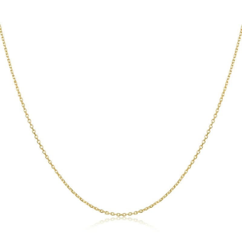 Authentic Gold Color 925 Sterling Silver Basic Cable Chain Necklace Pendant for Women Long Chain Fashion Jewelry