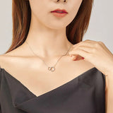 Double Circle Chain Necklace for Women Rose Gold Color 925 Sterling Silver Miss & Love Wedding Fine Jewelry