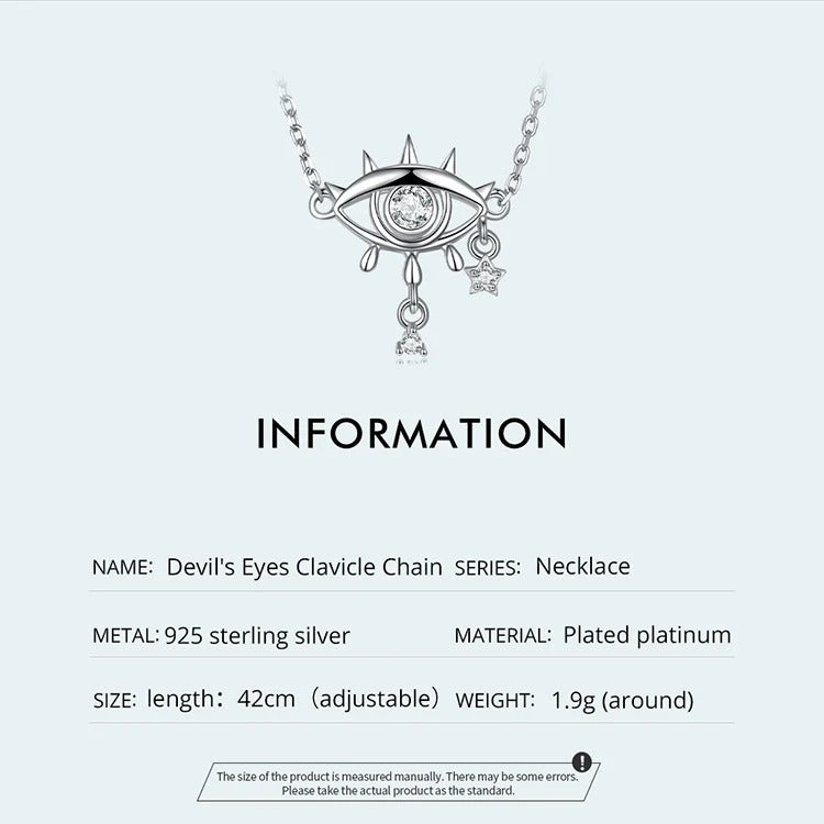 925 Sterling Silver Devil's Eyes Clavicle Chain for Women Fine Jewelry Guardian Necklace Choker Wedding Gift