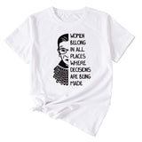 Letter Pattern Women Belong in All Places Short Sleeve T-shirt