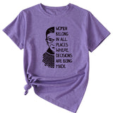 Letter Pattern Women Belong in All Places Short Sleeve T-shirt