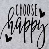 Fashion Letter Choose Happy Loose Short Sleeve Womens T-shirt