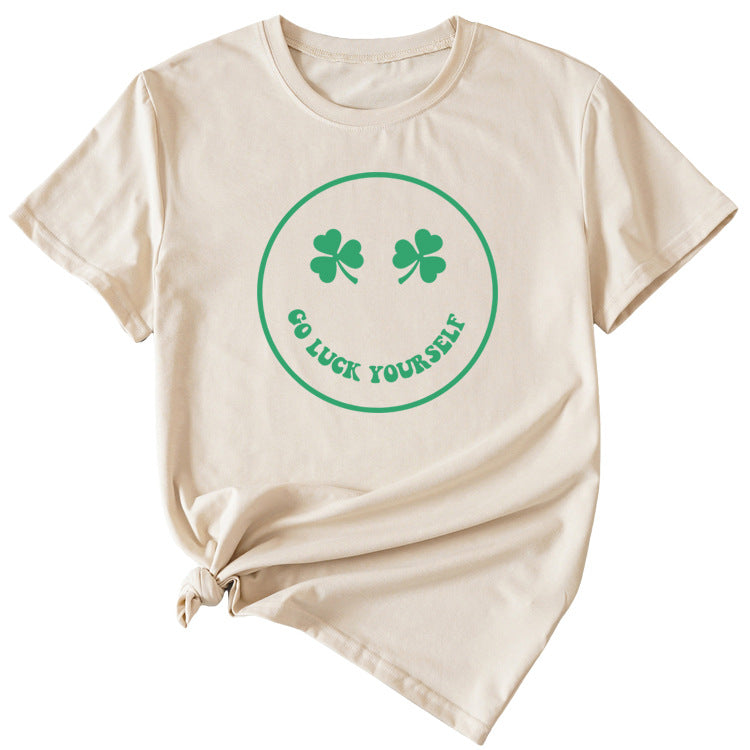 Fun Go Luck Yourself Casual Round Neck Short Sleeve Top