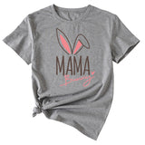 Cute Mama Bunny Pattern Women's Casual Round Neck Short Sleeve T-Shirt
