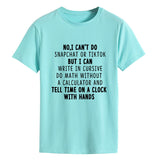 NO I CAN'T DO Alphabet Crew Neck Loose Short Sleeve Large Size T-Shirt