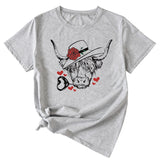 T-shirt à manches courtes et col rond pour femmes, à la mode, motif Rose Bullhead, décontracté