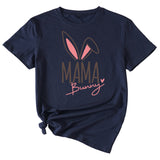 Cute Mama Bunny Pattern Women's Casual Round Neck Short Sleeve T-Shirt