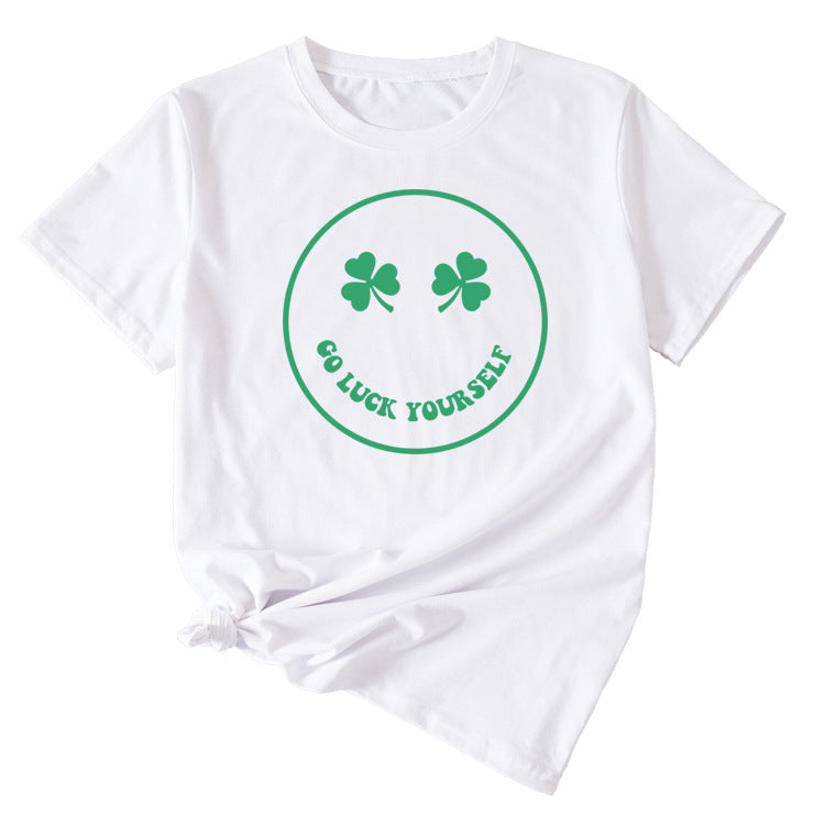 Fun Go Luck Yourself Casual Round Neck Short Sleeve Top