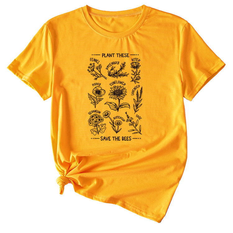 PLANT TESE SAVE THE BEES FLORAL PATTERN SHORT SLEEVES