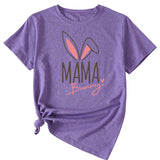 Cute Mama Bunny Pattern Women's Casual Round Neck Short Sleeve T-Shirt