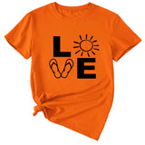 LOVE Fun Pattern Women's Loose Round Neck Short Sleeve Top Shirt