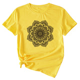 Flower Pattern Printed Casual Loose Round Neck Short Sleeves