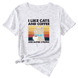 I Like Cats And Coffee Fun Pattern Short Sleeve Woman