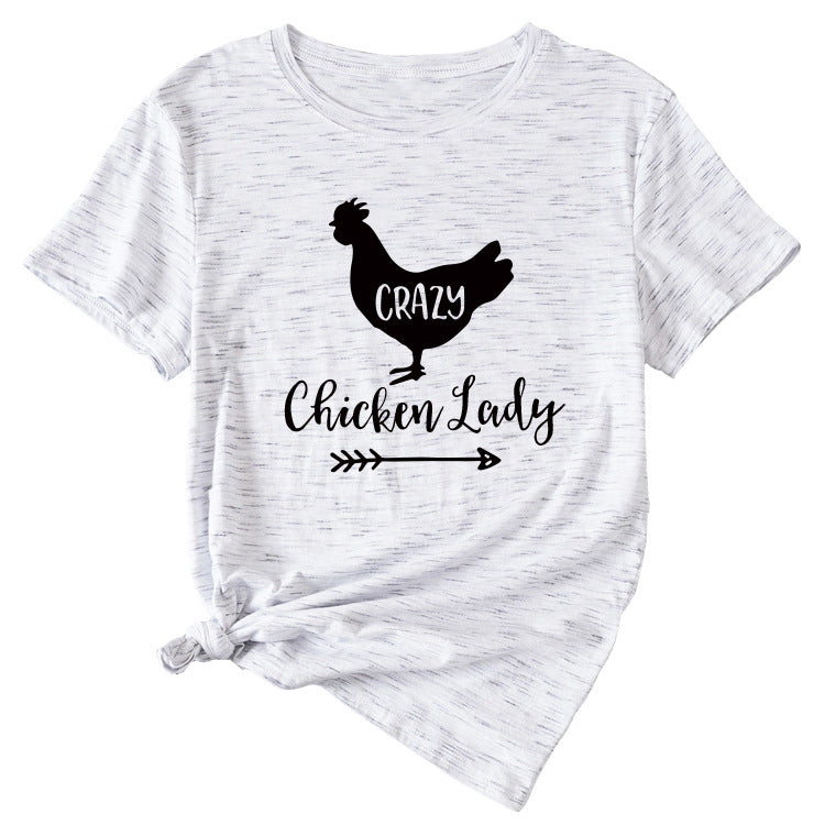 Crazy Chicken Lady Fun Pattern Short Sleeve Shirt