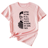 Letter Pattern Women Belong in All Places Short Sleeve T-shirt