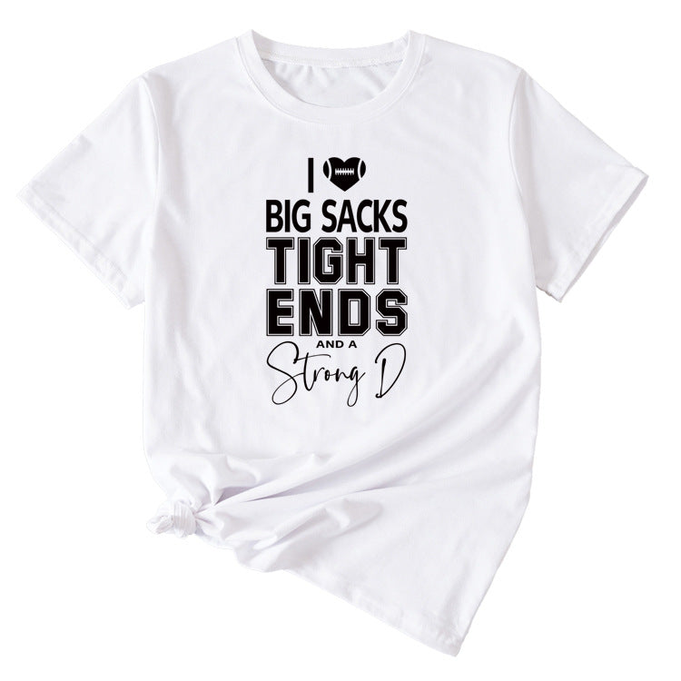 Big sacks Tight Ends Letter Large Women's Short Sleeve T-shirt