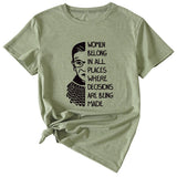 Letter Pattern Women Belong in All Places Short Sleeve T-shirt