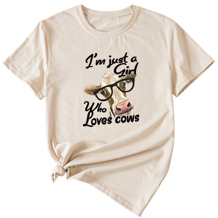 Womens Im Just A Girl Fun Pattern Casual Short-sleeved T-shirt