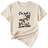 Womens Im Just A Girl Fun Pattern Casual Short-sleeved T-shirt