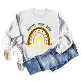 MOMMY MOM BRUH Pullover mit Rundhalsausschnitt und langen Ärmeln und Regenbogen-Liebesbrief-Print
