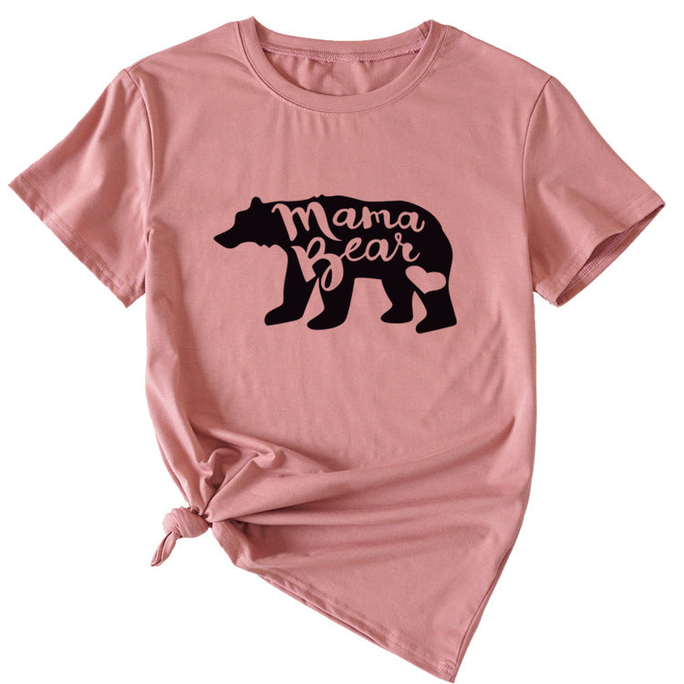 Women's Mama Bear Funny Pattern Short Sleeve Top